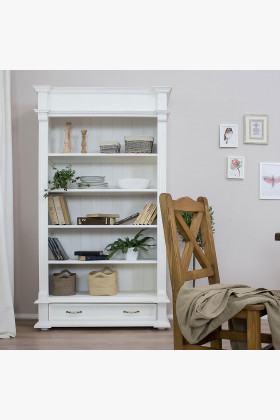 Bücherschrank Provence Massivholz Kiefernholz Bordeaux Wohnzimmer Regal